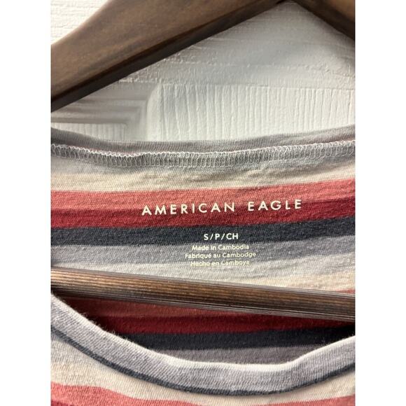 Y2K American Eagle Striped Ladies Shirt Vintage Small - Picture 2 of 3